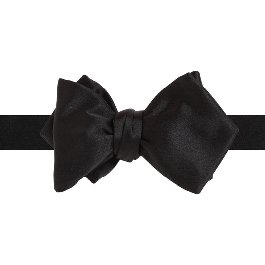 Diamond Black Silk Satin Bow Tie by La Bowtique